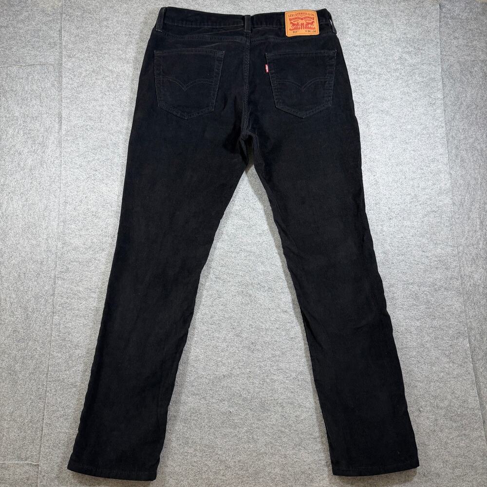 Levi's 511 Slim Fit Corduroy Pants Mens W34 L32 Black Five Pocket Stretch Casual